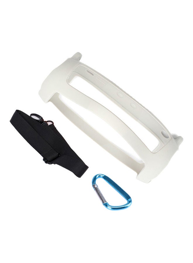 NIBEMINENT Bluetooth Speaker Protective Sleeve With Buckle For JBL Charge5 White 