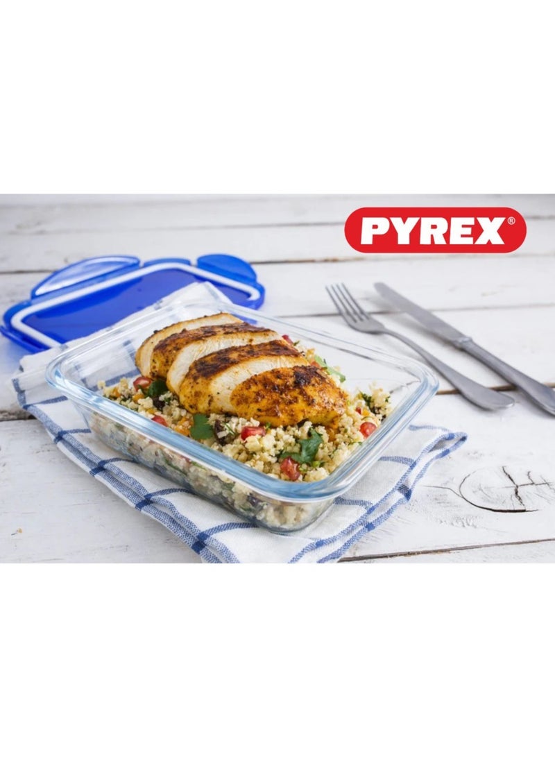 Pyrex Cook & Go Rectangular Dish with Leakproof Silicone Lid, 0.8L – Freezer-to-Oven Safe Blue 0.8Liters - Image 4