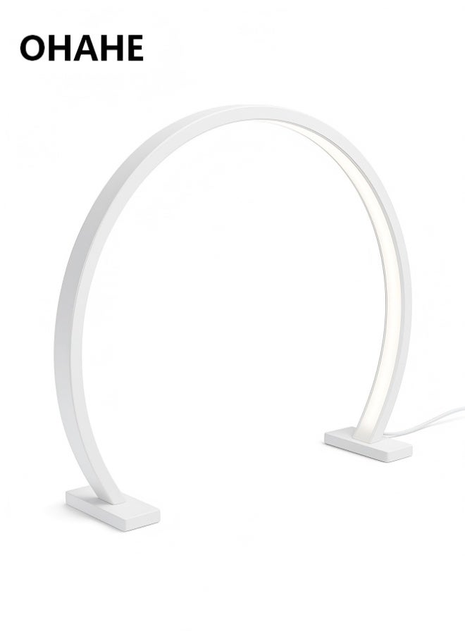 OHAHE Half Moon Light for Nail Desk: 55*33 Foldable Half Moon Desk Lamp Holder for Beginner - Arch Nail Tech Light with 3 Color Modes & 10 Brightness for Manicure Salon Multiple Color Modes and Brightness for Beauty Eyelash Makeup Tattoo Crafts Reading Spa Salon Tech (White, Large) - Image 5