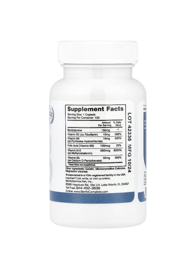 Benfotiamine, Inc. Benfotiamine Inc., Multi-B Benfotiamine Neuropathy Support Formula, 120 Capsules  - Image 2