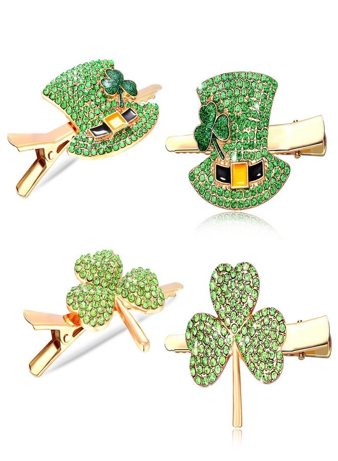 BVGA St. Patrick’s Day Hair Clips Accessories Festival Rhinestone Shamrock Hair Clips for Women Girls Green Irish Lucky Clove Leprechaun Top Hat Charm Hairpins st.patricks day jewelry Party Favor Costume - Image 1