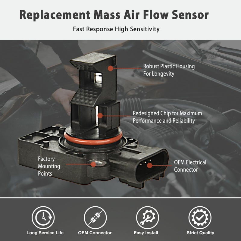 RLP حساس تدفق الهواء الشامل MAF متوافق مع كاديلاك CTS إسكاليد شيفروليه أفالانش سيلفرادو سوبربان تاهو GMC سييرا يوكون XL 1500 2500 يستبدل 10393948 23256991 - Image 2