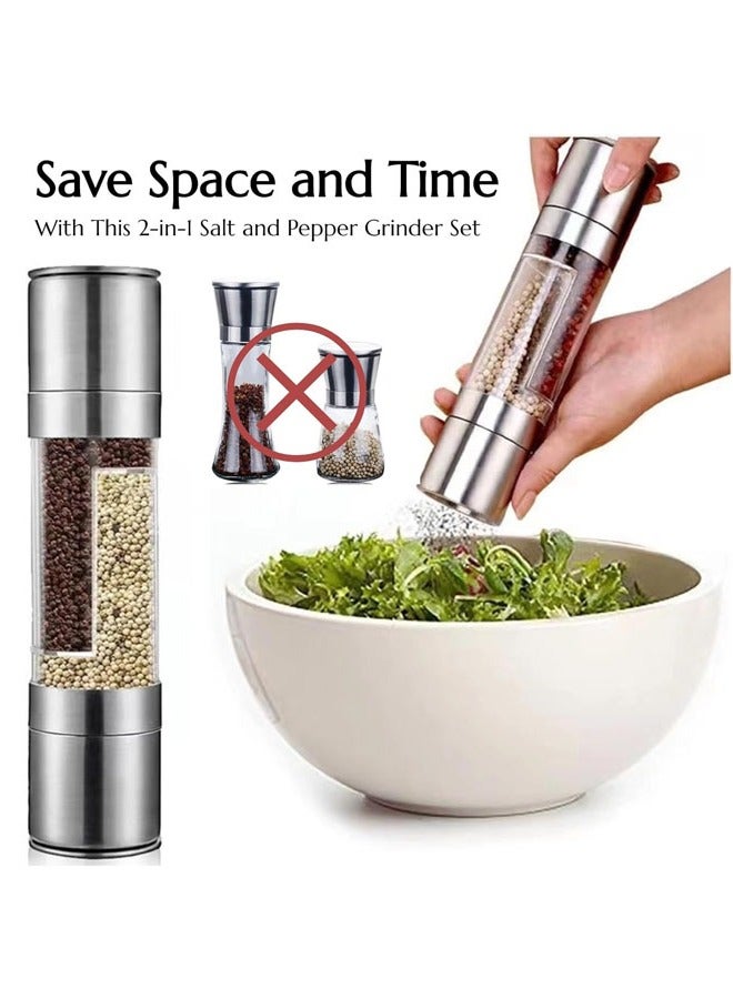 2-in-1 Salt and Pepper Grinder Set, electric Grinder Adjustable Grinding Thickness Suitable for Kitchen, Barbecue, Picnic