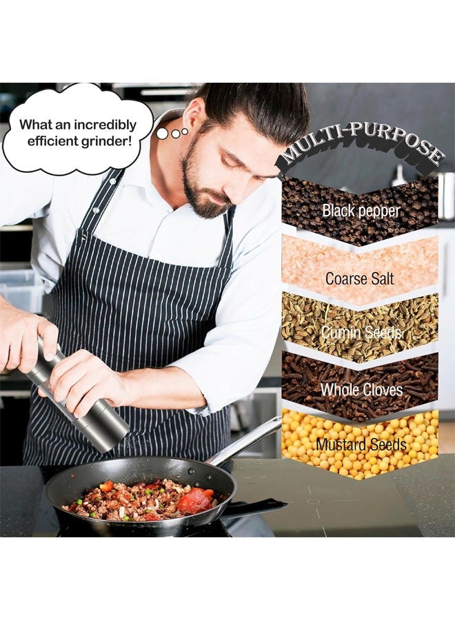 2-in-1 Salt and Pepper Grinder Set, electric Grinder Adjustable Grinding Thickness Suitable for Kitchen, Barbecue, Picnic