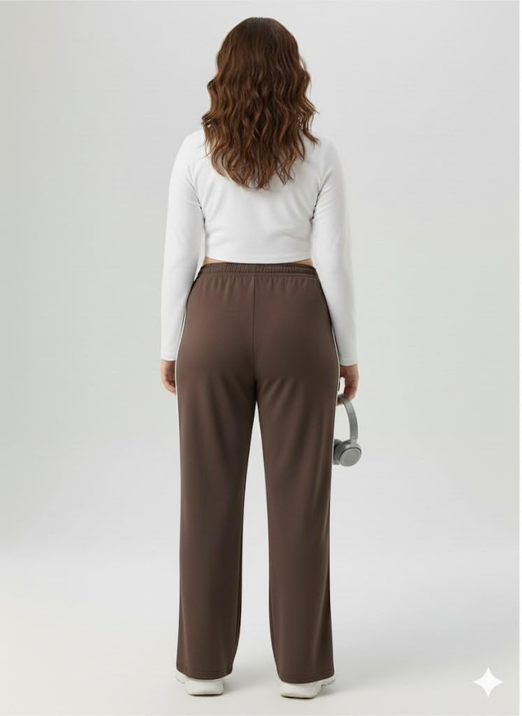 FASHA Women Joggers – High Waist Cotton Track Pants with Pockets | Gym Jogger Pants for Women | Casual Travel Lounge Wear Brown - Image 2