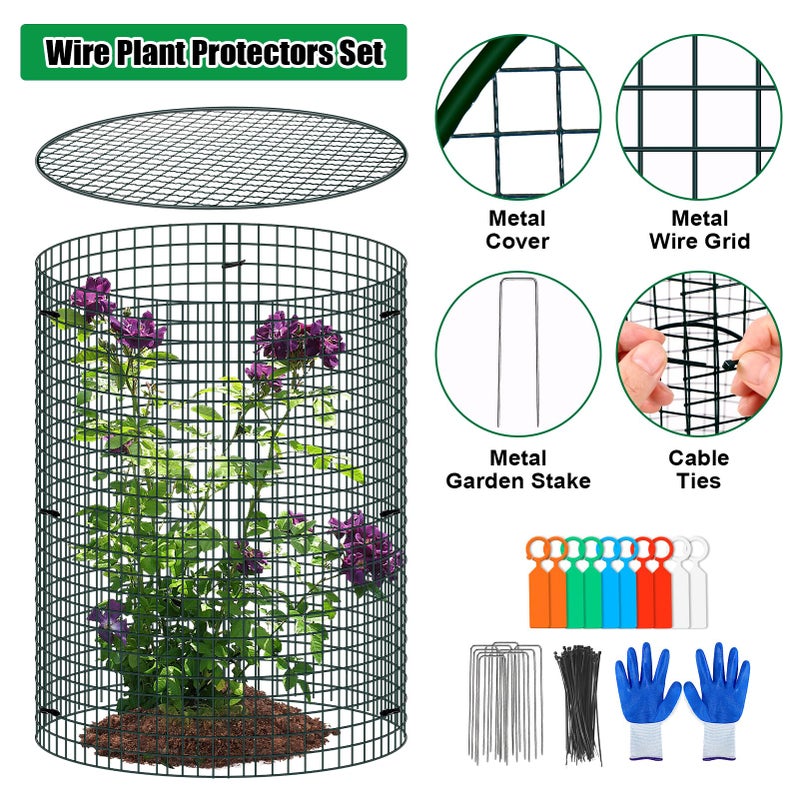 MUDEREK 10 Pack Wire Plant Protector with Cover, 16"x12" Detachable Metal Plant Protectors Mesh, Garden Plant Protectors for Shrubs Flowers Vegetables to Keep Rabbit & Chicken Animals Out - Image 4