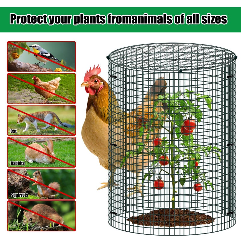 MUDEREK 10 Pack Wire Plant Protector with Cover, 16"x12" Detachable Metal Plant Protectors Mesh, Garden Plant Protectors for Shrubs Flowers Vegetables to Keep Rabbit & Chicken Animals Out - Image 5