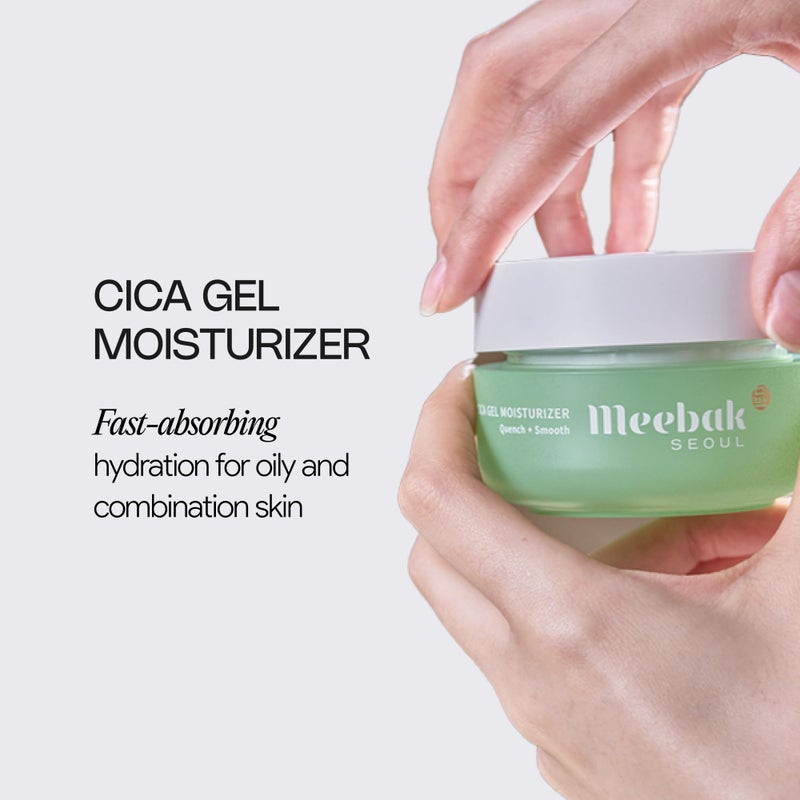 Meebak Cica Gel Face Moisturizer | Lightweight Hydrating Water Cream with Hyaluronic Acid & Vegan Collagen | Fast-Absorbing, Cooling Gel for All-Day Hydration & Glass Skin | Korean Skin Care - Image 2