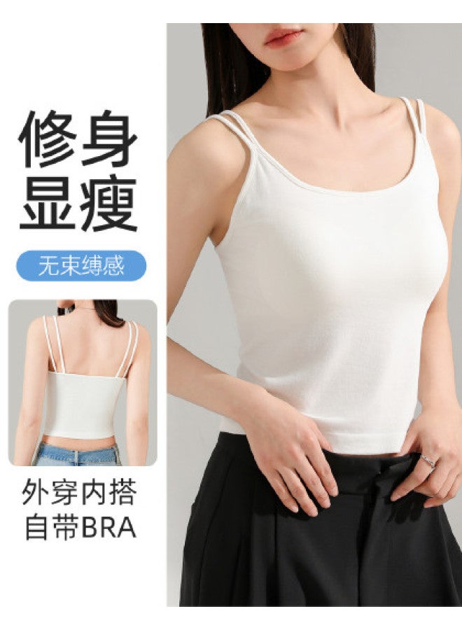 Top melon Double Strap Fixed Cup Camisole For Women, Layering Tank Top For Innerwear And Outerwear - Image 1