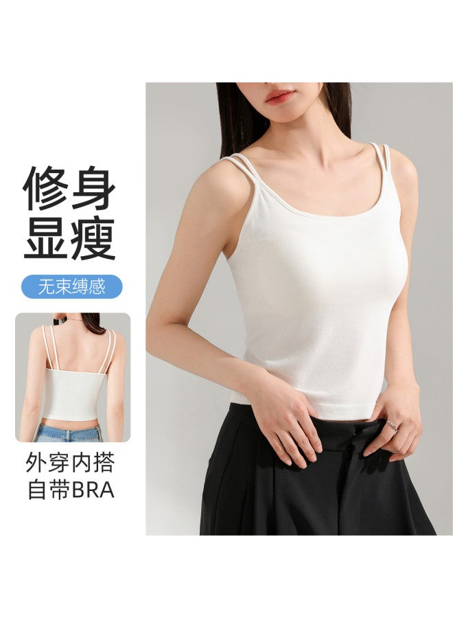 Top melon Double Strap Fixed Cup Camisole For Women, Layering Tank Top For Innerwear And Outerwear - Image 2
