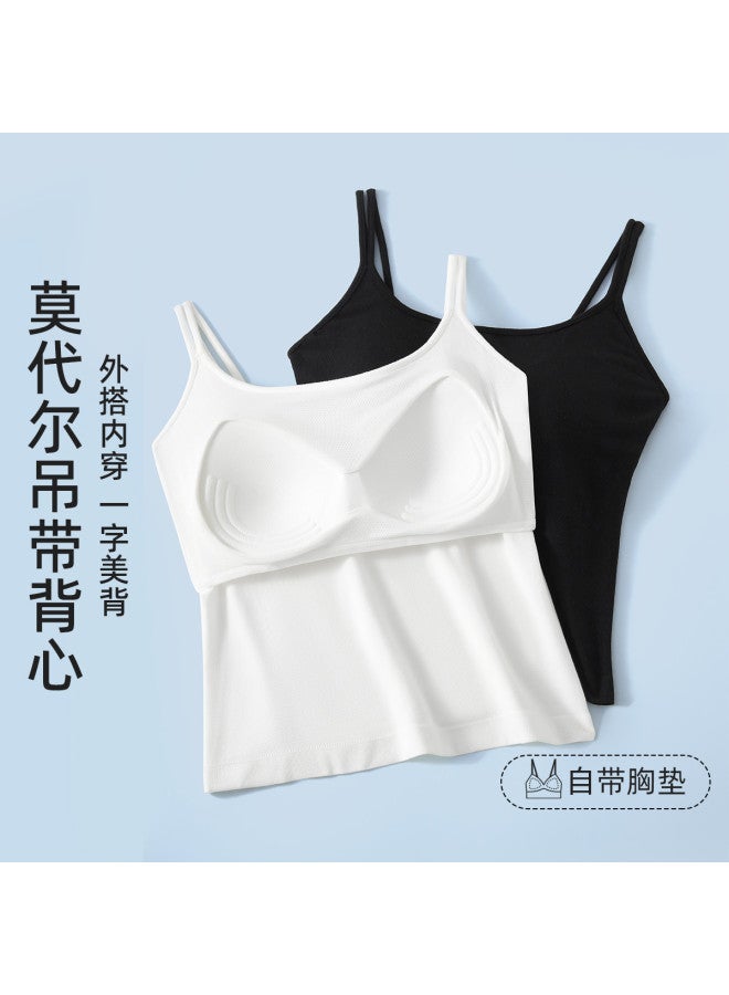 Top melon Double Strap Fixed Cup Camisole For Women, Layering Tank Top For Innerwear And Outerwear - Image 3