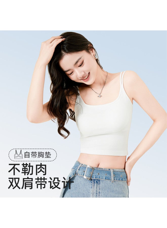 Top melon Double Strap Fixed Cup Camisole For Women, Layering Tank Top For Innerwear And Outerwear - Image 5
