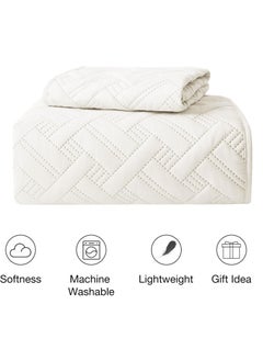 VAS COLLECTIONS VAS COLLECTIONS All Weather 3 Pcs 100 Cotton Ultrasonic 280tc Solid King Size Quilted Bed CoverBedsheet with 2 Pillow Case Luxurious Beige 90X100 Inches 254X228 cm  - Image 2