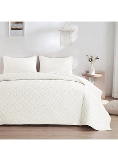 VAS COLLECTIONS VAS COLLECTIONS All Weather 3 Pcs 100 Cotton Ultrasonic 280tc Solid King Size Quilted Bed CoverBedsheet with 2 Pillow Case Luxurious Beige 90X100 Inches 254X228 cm  - Image 1