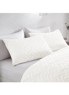 VAS COLLECTIONS VAS COLLECTIONS All Weather 3 Pcs 100 Cotton Ultrasonic 280tc Solid King Size Quilted Bed CoverBedsheet with 2 Pillow Case Luxurious Beige 90X100 Inches 254X228 cm  - Image 3