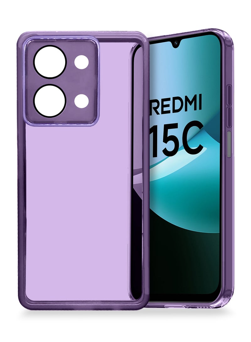 Wtech Xiaomi Redmi 15C 4G 2025 Soft Transparent Camera Lens Protection TPU Silicone Ultra Thin Phone Stylish Electroplated Camera Border Back Case Cover - Eggplant Purple - Image 1