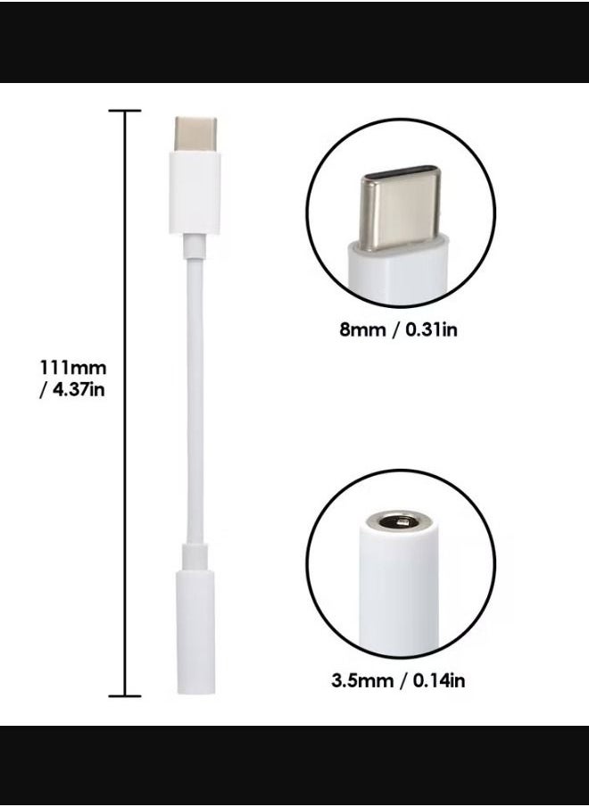 Generic USB C to 3.5mm Headphone Jack Adapter CM20 White  - Image 3