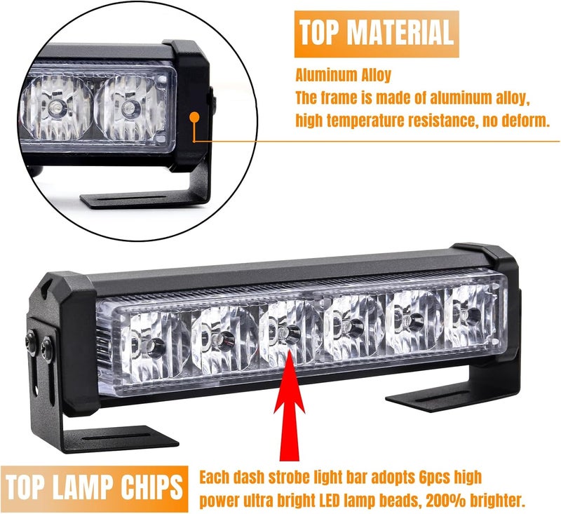 NWpangu 2 in 1 12V LED Emergency Warning Light Dash Strobe Lights with Switch Button - Image 3