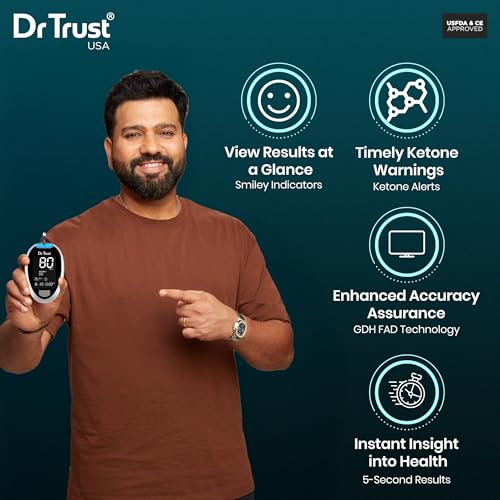 Dr Trust (USA) Fully Automatic Blood Sugar Testing Glucometer Machine with 10 Strips-9001 (Black) - Image 2