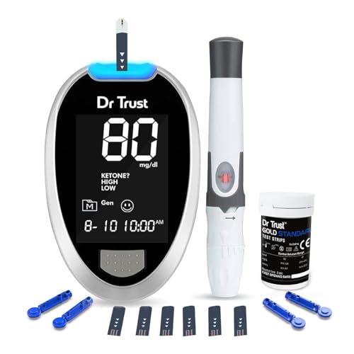 Dr Trust (USA) Fully Automatic Blood Sugar Testing Glucometer Machine with 10 Strips-9001 (Black) - Image 1