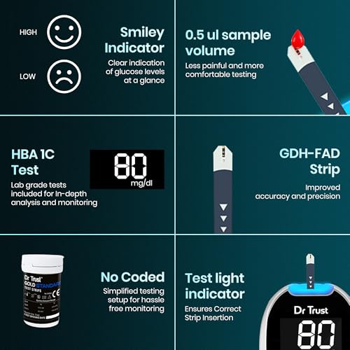 Dr Trust (USA) Fully Automatic Blood Sugar Testing Glucometer Machine with 10 Strips-9001 (Black) - Image 3