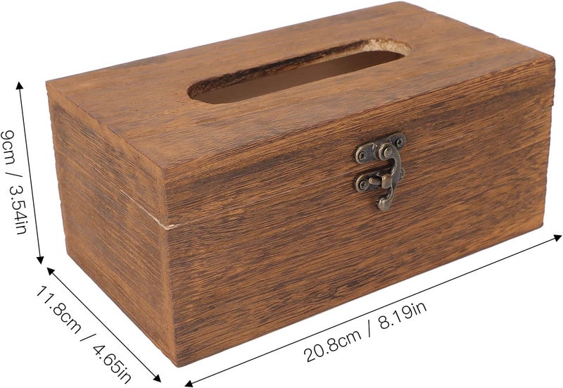 klarako Tissue Box Cover, Vintage Wooden Tissue Box, Retro Decorative Napkin Dispenser Box, Pumping Paper Towel Storage Case for Bathroom Living Room Dining Room Bedroom Toilet - Image 4