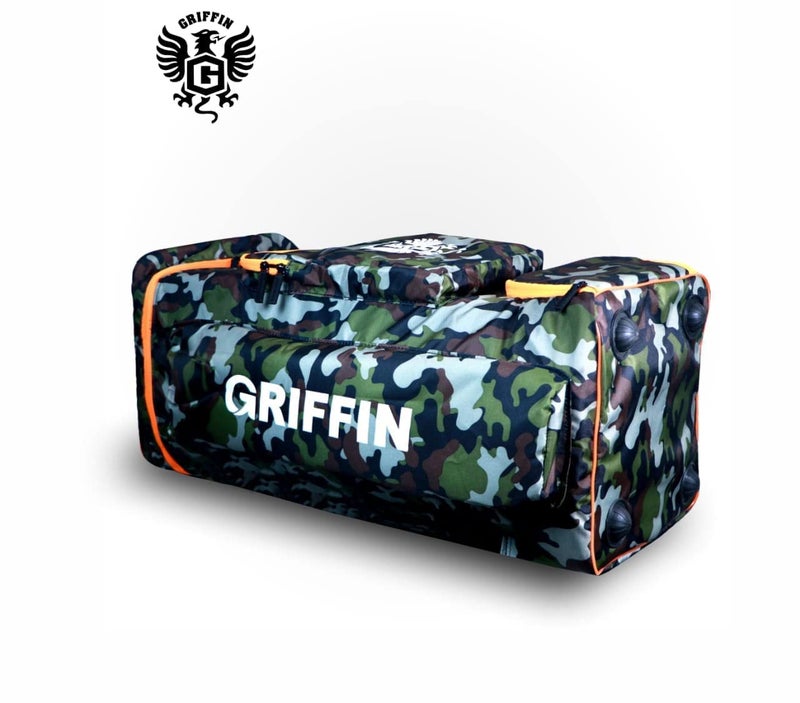 Griffin Polyester Army Printed Cricket Kit Bag For Cricketers Player Edition Bag Backpack With Bat Pockets Cricket Bag Kit Camouflage Shoulder Straps Sports Cricket Kit Bag Holdall 2 Bat Caves - Image 2