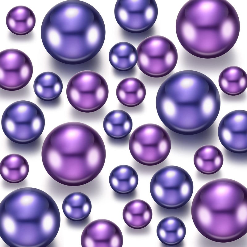 Jadive 200 Pieces Pearl Beads for Vase Filler Centerpieces No Holes Pearl Makeup Beads for Wedding Holiday Party Home Brushes Holder Decor 10142030 mmLight Blue Purple Dark Blue Purple