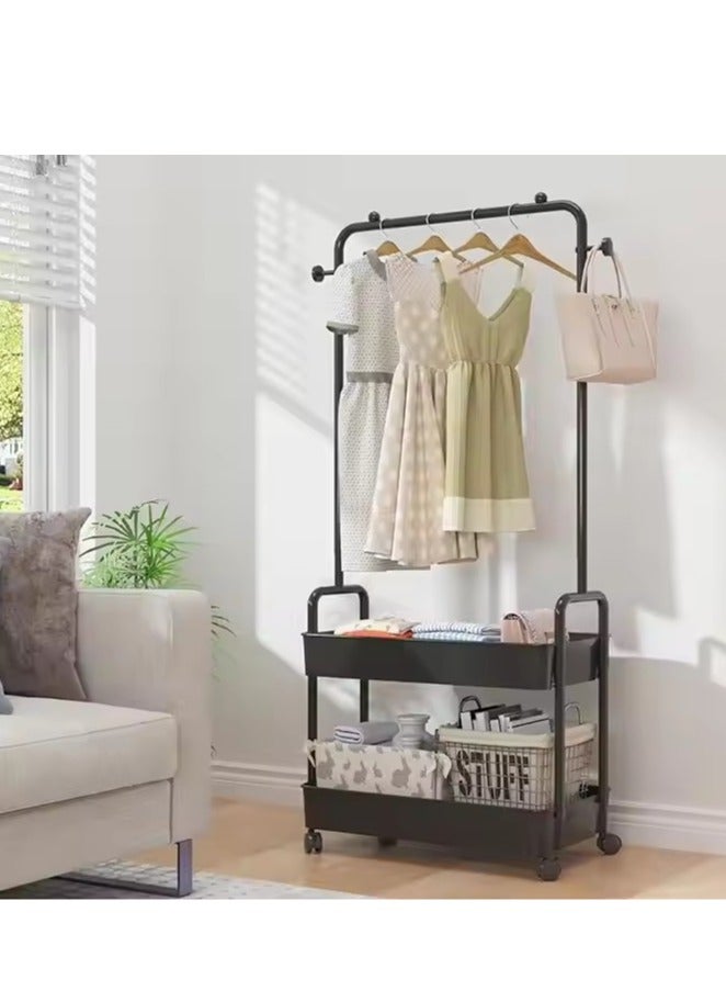 Loquat Coat Rack Freestanding With 2 Tier Rack Lightweight Metal Shoe Rack Organizer Multifunctional Coat Hanger Stand Shoe Shelf For Apartment Bedroom Dorm And Entryway Black - Image 5