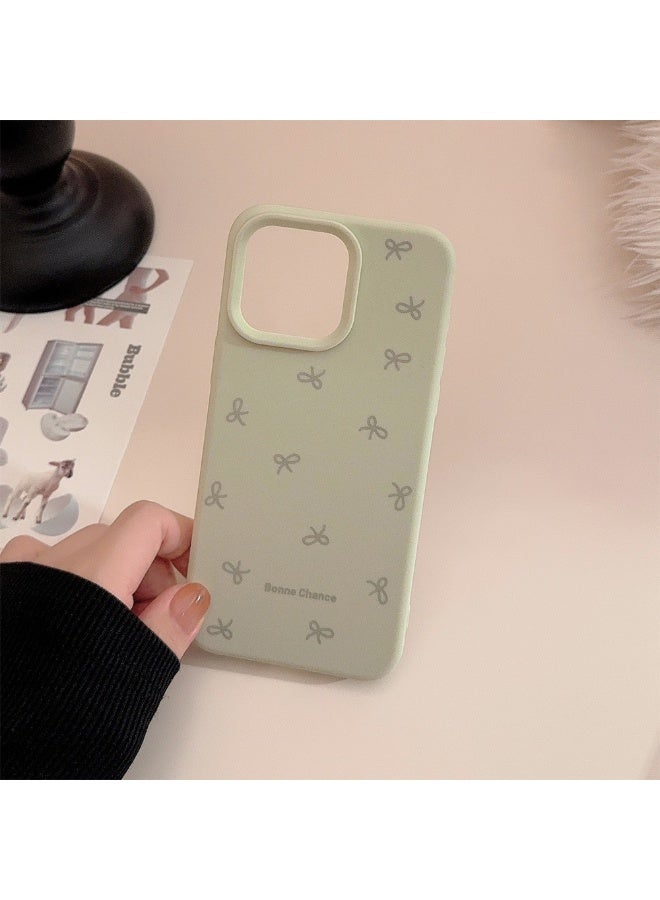 NIBEMINENT The Screen Is Filled With Bows Protective TPU Case Cover For iPhone 15 Pro Max, Milk Green