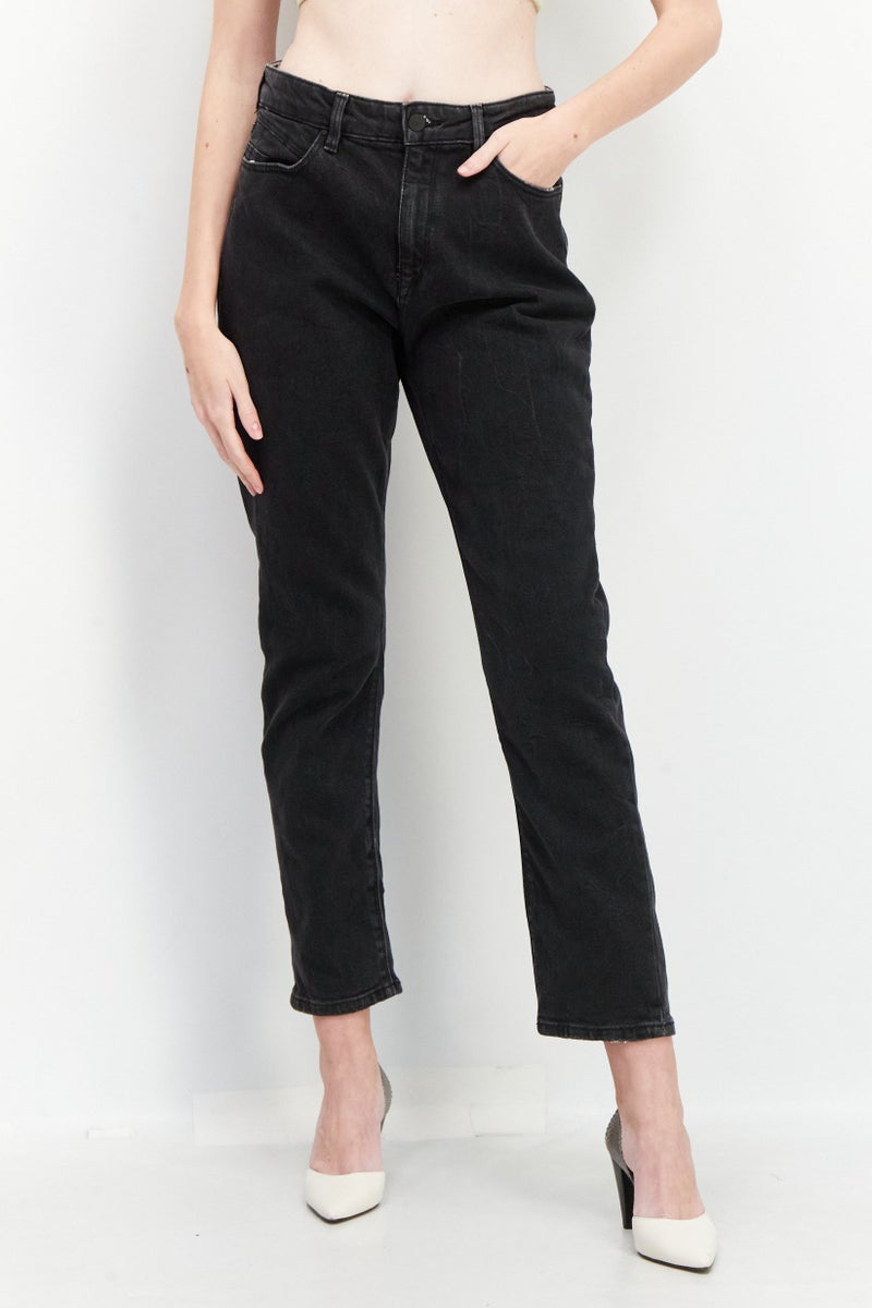 ESPRIT Women Regular Fit Washed Denim Jeans, Black - Image 1