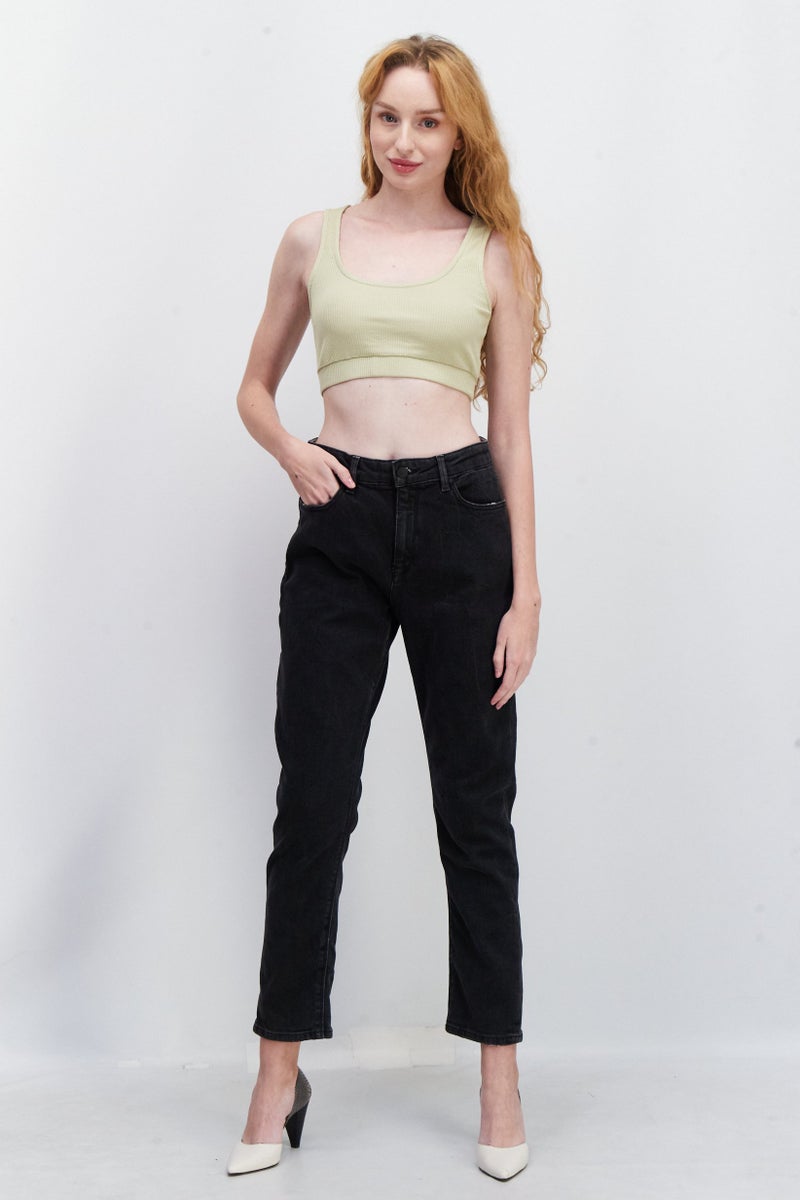 ESPRIT Women Regular Fit Washed Denim Jeans, Black - Image 3
