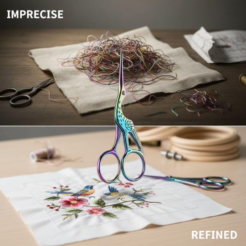 Stork Embroidery Scissors 9 5 Cm Metal Snippers 2 Pcs Set With Crane Design - Image 4