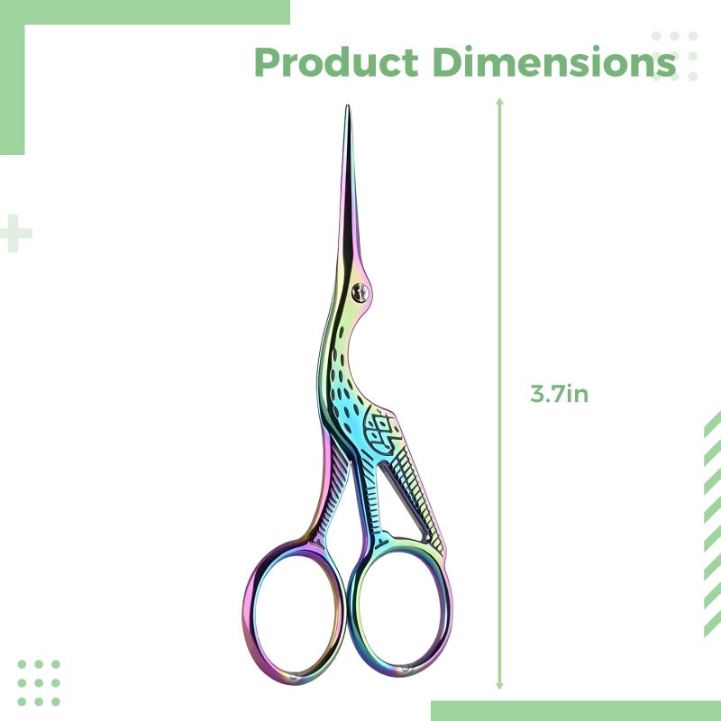 Stork Embroidery Scissors 9 5 Cm Metal Snippers 2 Pcs Set With Crane Design - Image 3