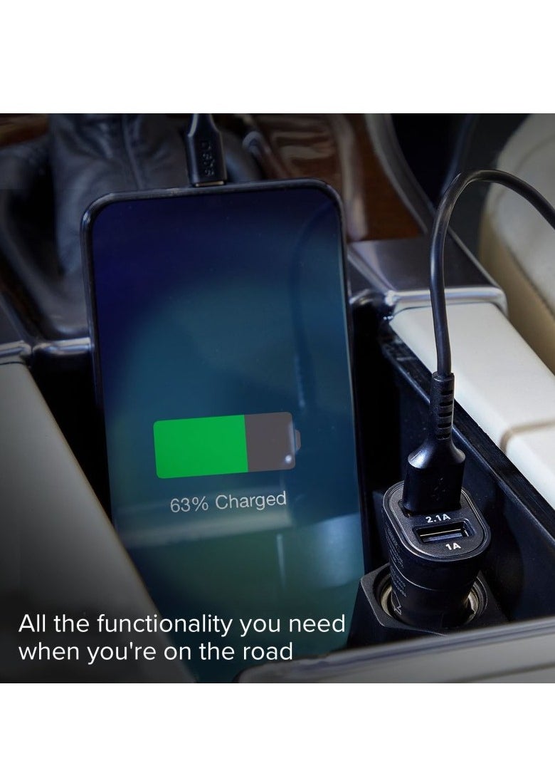 SBS SBS Car Charger Kit 10W with 2 USB Outputs 2.1A and 1A, Intelligent Charge, Cable for Charging and Data Transfer Type C  - Image 4