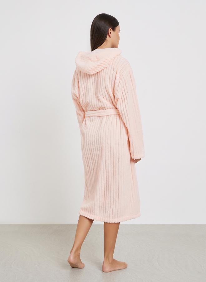 ستايلي روب فليس مضلع بياقة هودي - Image 4