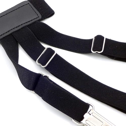 Ahamo Men's Shirt Stays Adjustable Shirt Holder & Tucker | 1 Pack Elastic Garter Clips | Keep Shirt Tucked All Day | Comfortable Anti-Slip Design (Black) - Image 4