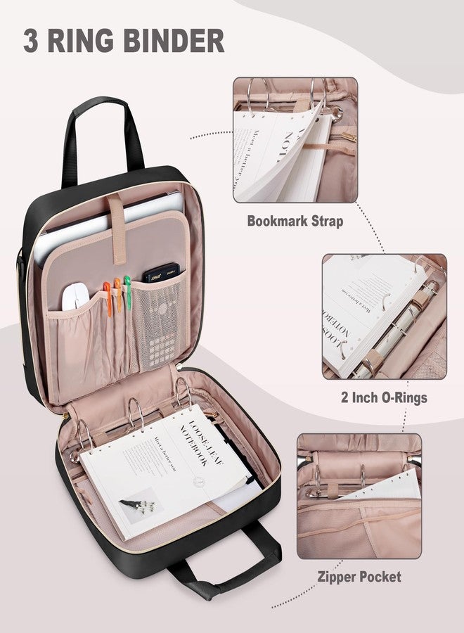 Prokva 3 Ring Zipper Binder 2 Inch, Accordion File Organizer with Shoulder Strap, Zip Up Binder with 500-Sheet Capacity, Black - Image 3