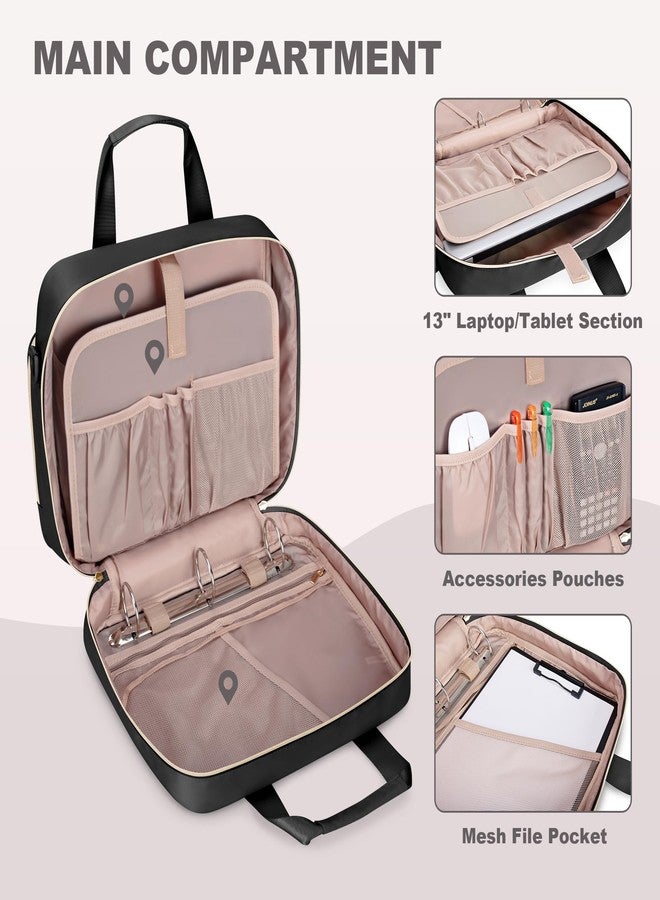 Prokva 3 Ring Zipper Binder 2 Inch, Accordion File Organizer with Shoulder Strap, Zip Up Binder with 500-Sheet Capacity, Black - Image 4