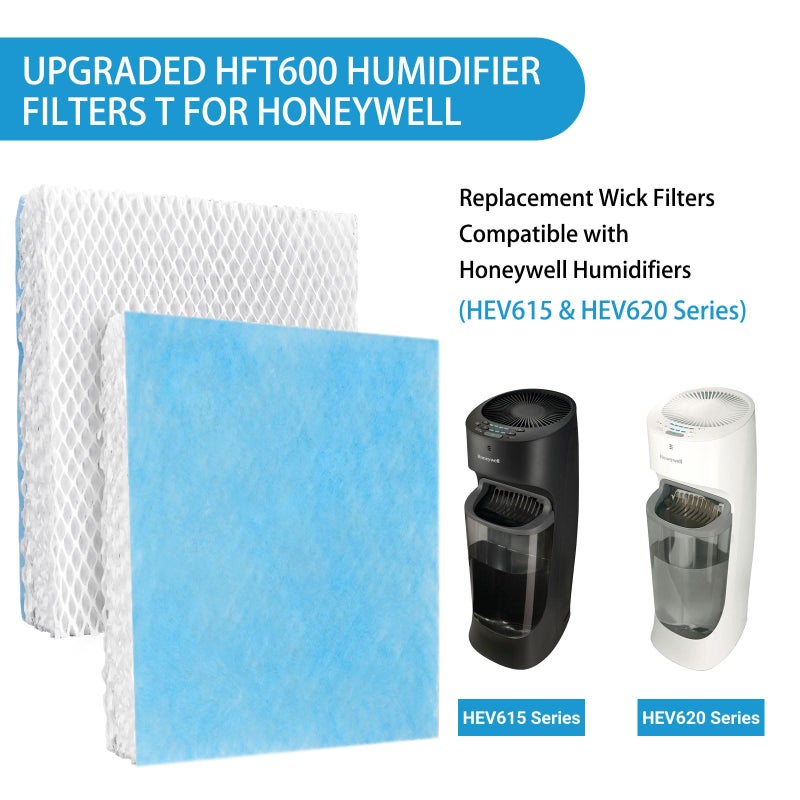 Lemige 4 عبوات من فلاتر مرطب الهواء Hft600 من Lemige متوافقة مع مرطب هانيويل Hev615 وHev620 مقارنة بجزء Hft600T Hft600Pdq فلتر بديل محسن Hft600Pf1 T - Image 2
