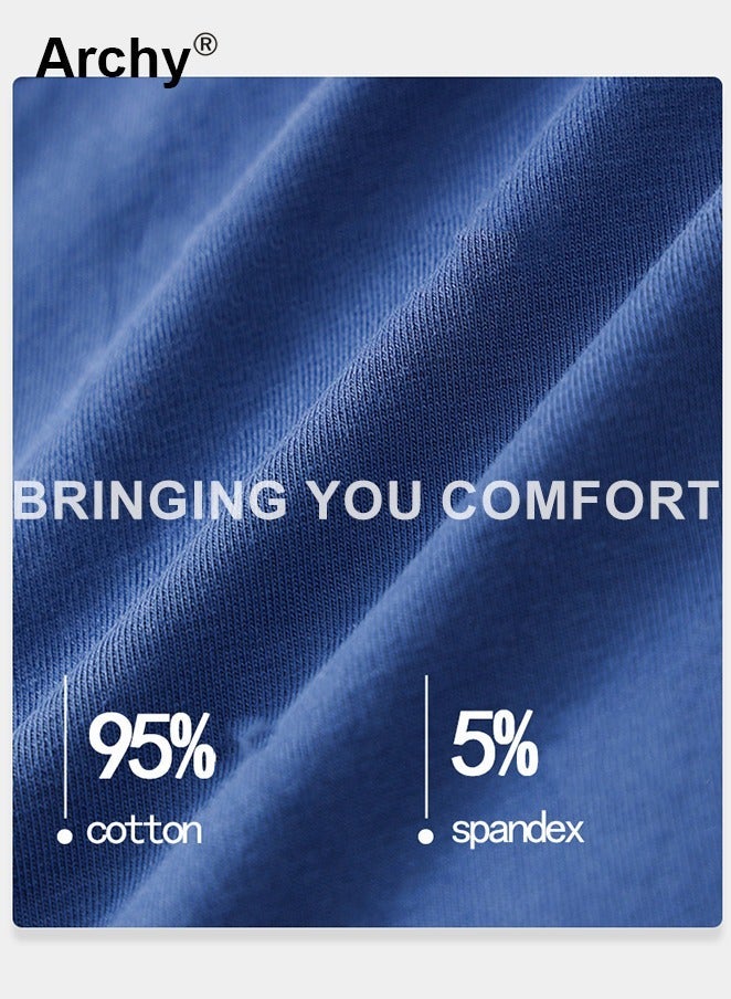 Archy 5 Pcs Men Briefs Mid-rise Elastic Waistband Breathable Color Matching Slim Fit Underwear with 3D Pouch Design Daily Wear Mid Waist Briefs Underwear Modal Cotton Boxer Briefs - Image 3