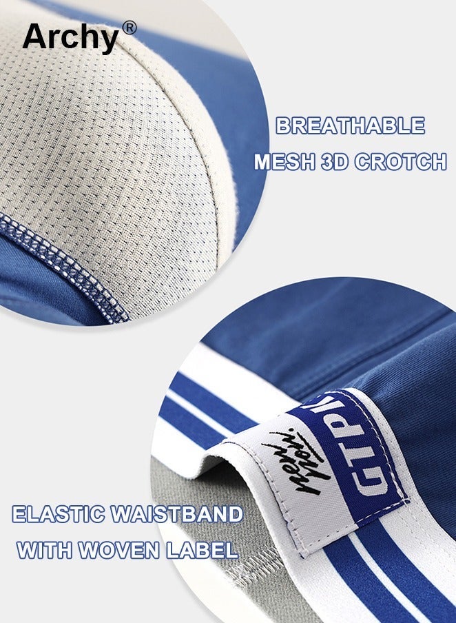 Archy 5 Pcs Men Briefs Mid-rise Elastic Waistband Breathable Color Matching Slim Fit Underwear with 3D Pouch Design Daily Wear Mid Waist Briefs Underwear Modal Cotton Boxer Briefs - Image 5