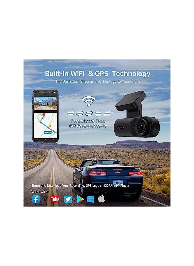 ddpai - Dash Cam Mola N3 GPS Front Dash Cam 1600P 2K Dash Cam Recorder Front Car Accident Dashboard Camera for Car| Infrared Night Vision | GPS Logging |24hr Parking Mode | App Wi-Fi| 128GB max - Image 1
