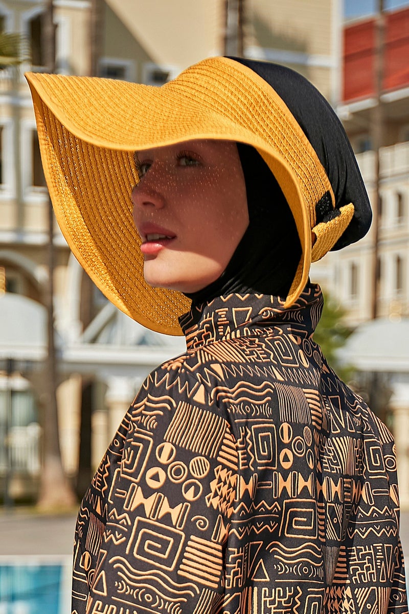 Remsa Mayo Remsa Swimsuit Bow Foldable Visor Straw Hat Sunscreen Visor Rş-78 Yellow  - Image 2