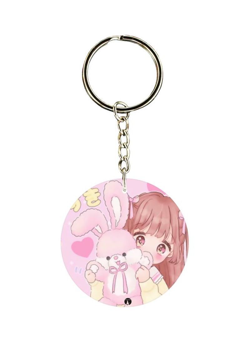 Cartoon Printed Double Sided Keychain
