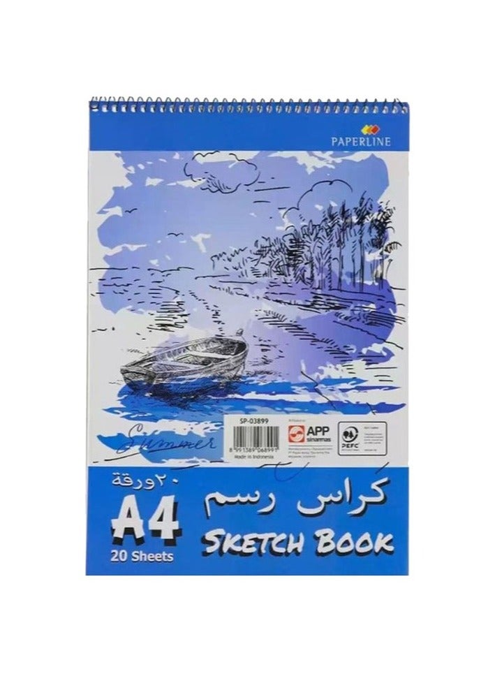 paperline Plain Sketch Book, 12 x 20 Sheets, A4 Size, Blue - Image 2