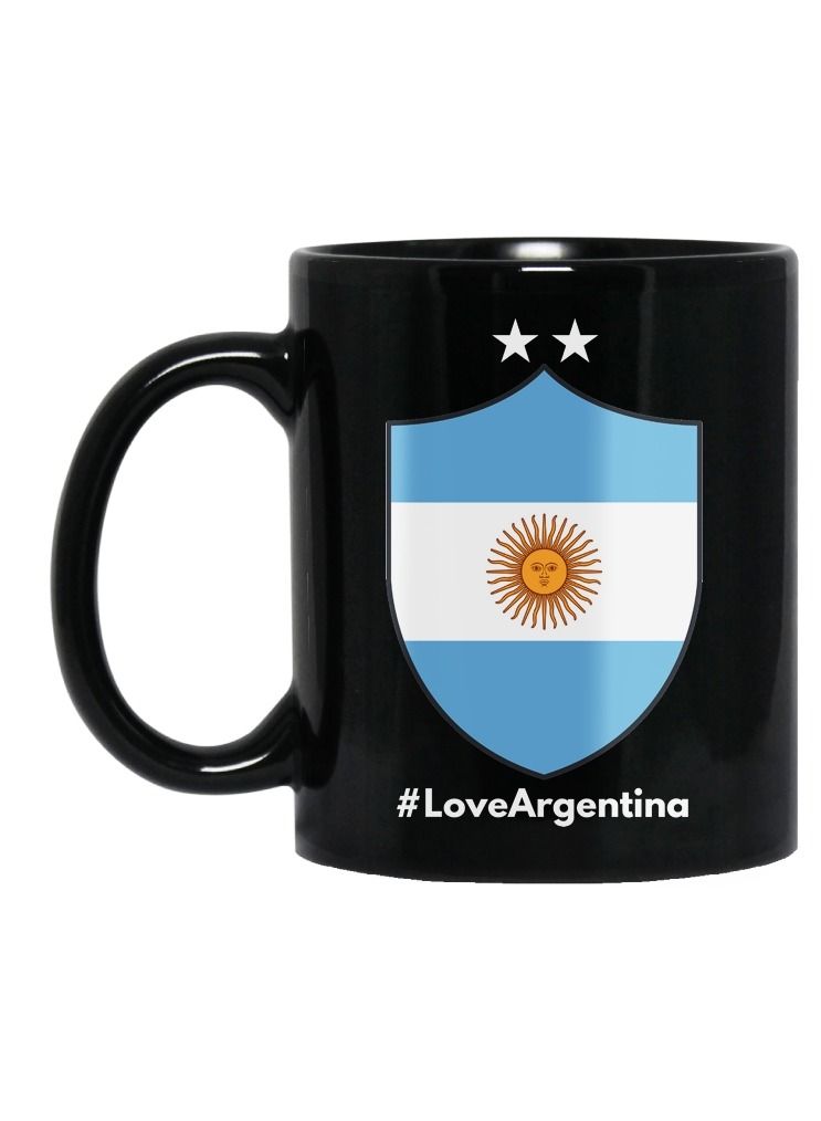 إم إي سي أحب الأرجنتين كوب قهوة مطبوع بتصميم مطبوع على كلا الجانبين، بمقبض أسود بالكامل سعة 11 أونصة - Image 1