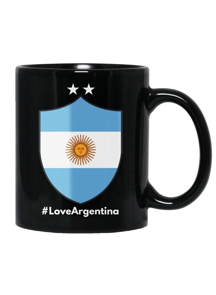 إم إي سي أحب الأرجنتين كوب قهوة مطبوع بتصميم مطبوع على كلا الجانبين، بمقبض أسود بالكامل سعة 11 أونصة - Image 2