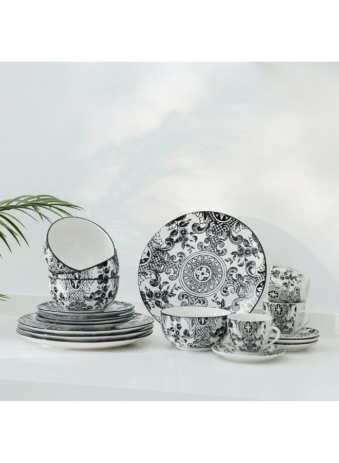 DANUBE HOME Angelika 20-Pc Porcelain Dinner Set - Black-Serves 4