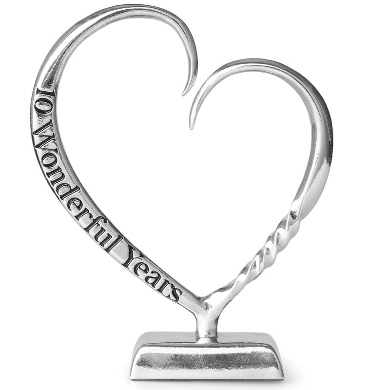 BESZONE 10 Year Anniversary Tin Gifts for Her Him Gift 10th Wedding Anniversary for Couples Wife Husband Men Hand Forged Tin Aluminum Heart Art Keepsake Home Decor Artwork - Image 2